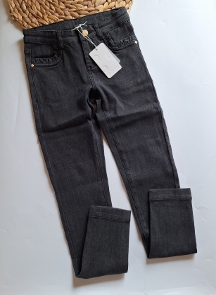 Nowe czarne jeansy 152 błyszczące 